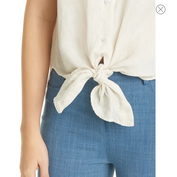 Theory linen tie front shirt. - Picture 5 of 12